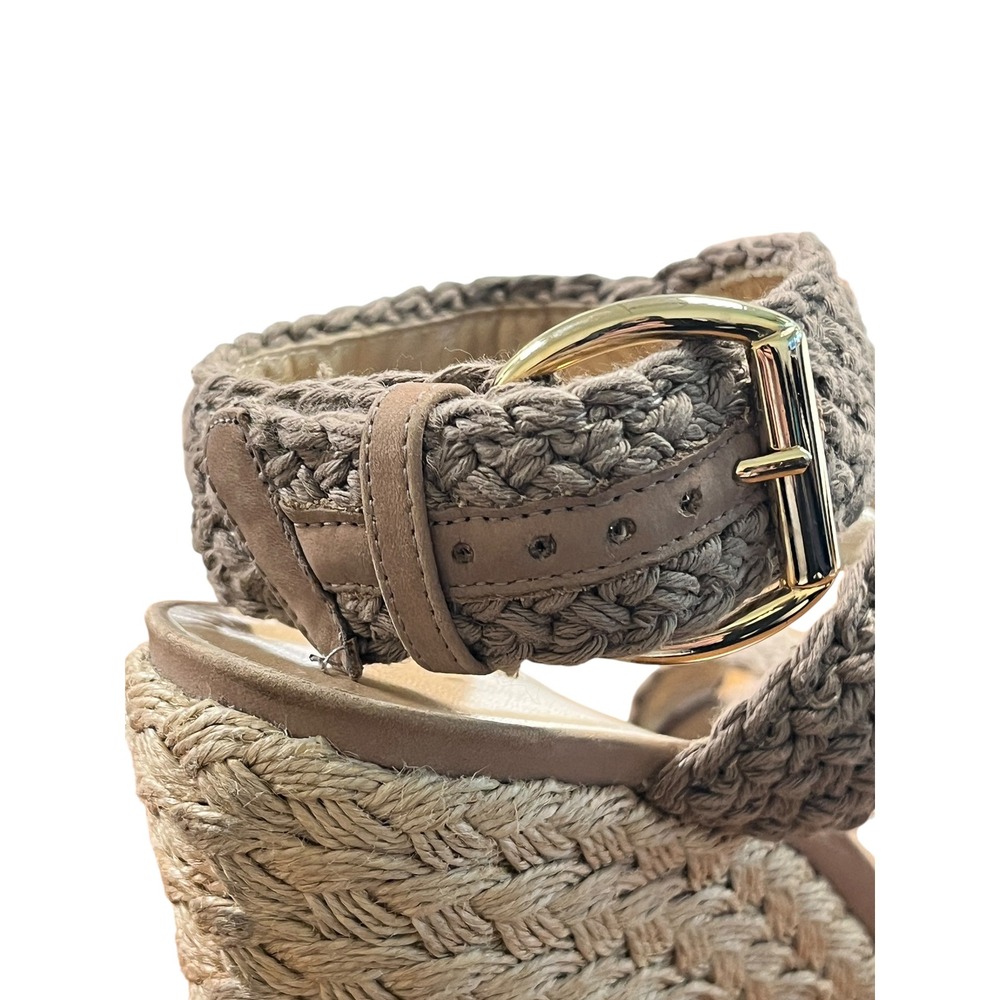 STUART WEITZMAN Alex‎ Crochet Wedge Sandals Sz 10 Tan Espadrille Platform Boho - Picture 8 of 13